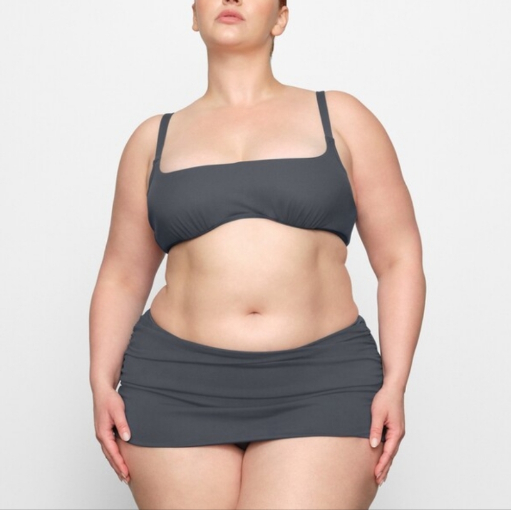 NWT Skims Sculpting Swim Fold Over Ruched Bikini Bottom Gunmetal 4X - Picture 6 of 8
